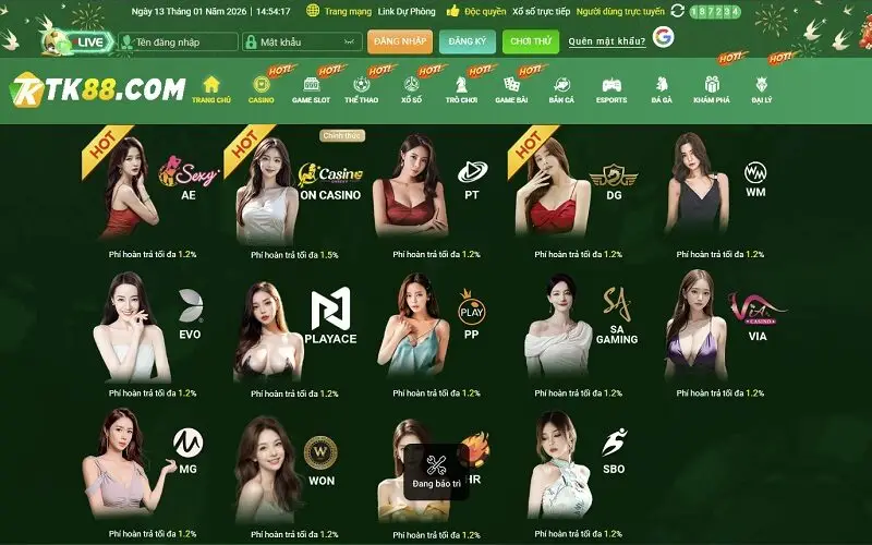 TK88 Great Deals - Nhà Cái TK 88 Cá Độ Đẳng Cấp 2026 23 Các sảnh game casino tại TK88